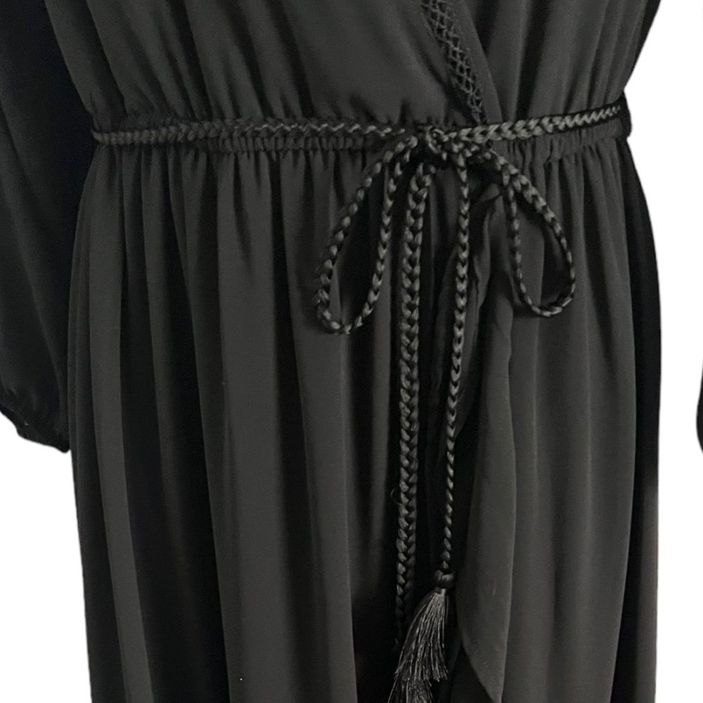 Just Fab | Black Chiffon Ruffle Front | Maxi Dress - Picture 4 of 8